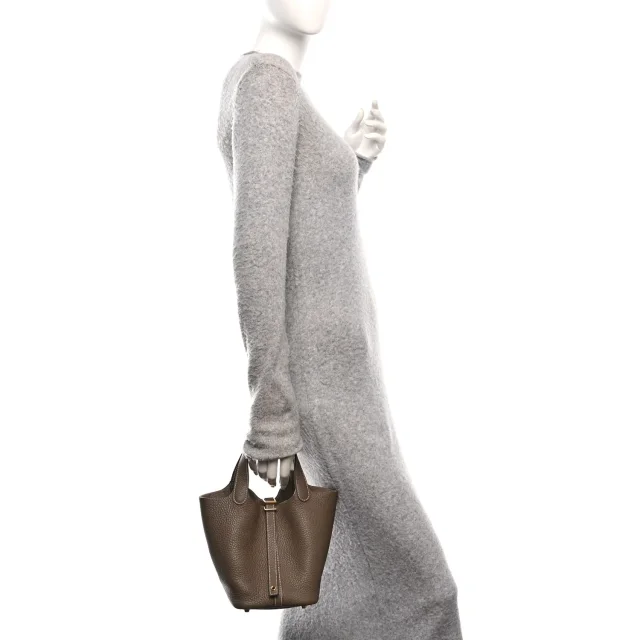 Hermès Taurillon Clemence Picotin Lock 18 PM Etoupe in Taupe Clemence leather from FASHIONPHILE, photo 2 of 13