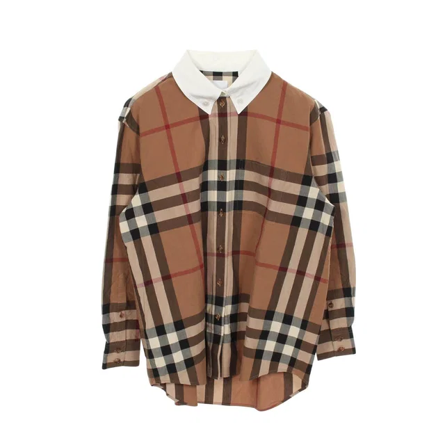 Burberry Check Button Down Long Sleeve Shirt in Multi Cotton from LuxUness