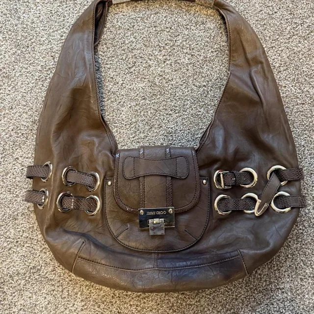 Jimmy Choo Women's Shoulder bags - Brown in brown|red from Depop, photo 1 of 1