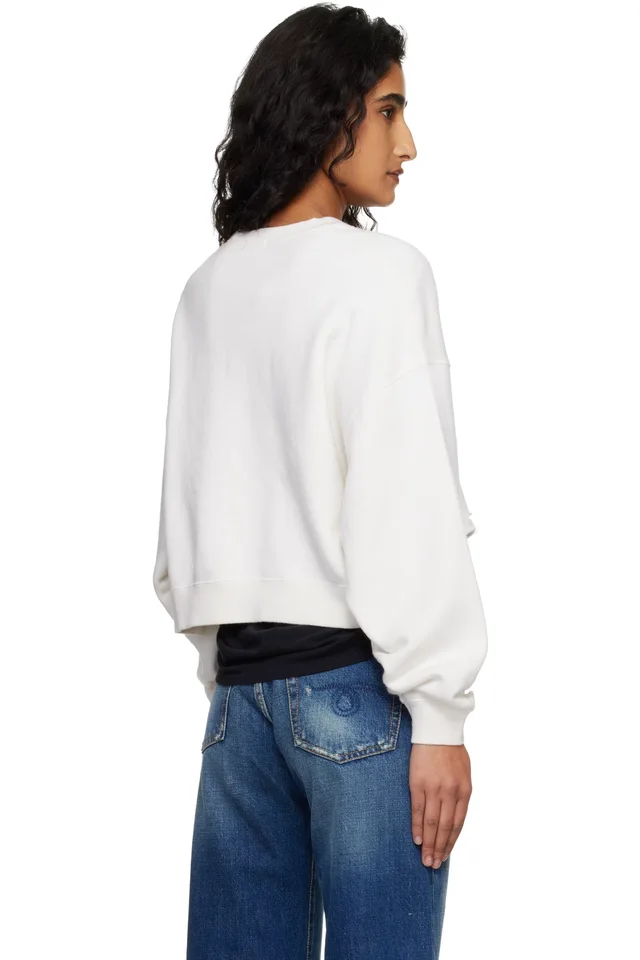 R13 Off-White 'Baby Girl' Cropped Crewneck Sweatshirt, photo 3 of 4 from SSENSE