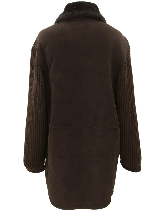 Ferragamo Mouton Gancini Button Coat #40 Dark Brown in Brown Wool from VINTAGE QOO TOKYO, photo 2 of 2