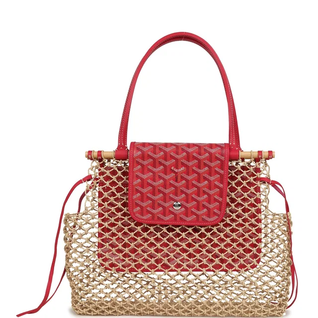 Goyard Goyardine Canvas Fuchsia Aligre Bag Raffia Net Palladium Hardware in Pink Canvas from Madison Avenue Couture