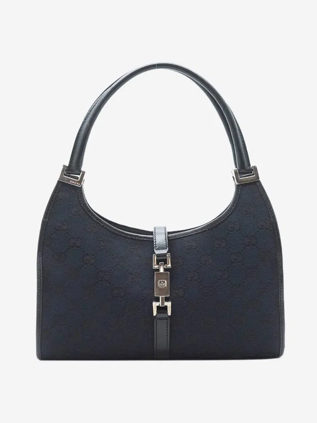 Gucci Black Jackie canvas and leather bag in Black Canvas from Sign of the Times