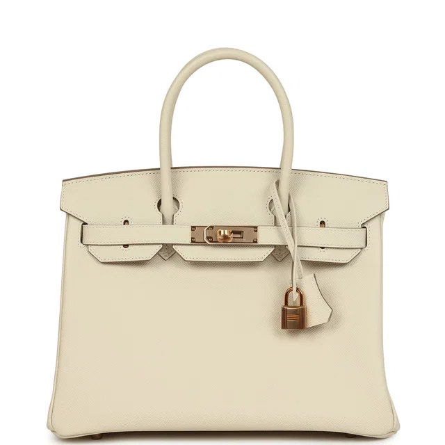 Hermès Birkin 30 Craie Epsom Rose Gold Hardware in White Epsom leather from Madison Avenue Couture
