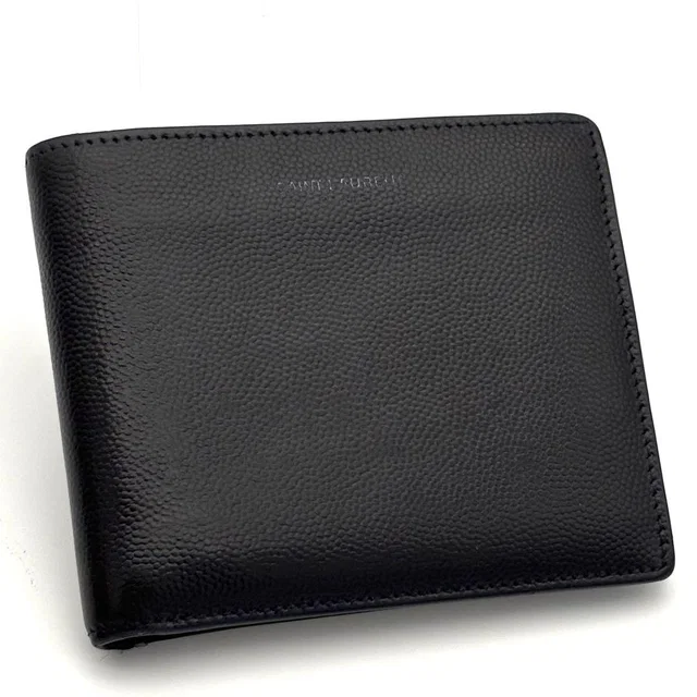 Saint Laurent Fold Wallet Bifold Leather Dark Navy Blue in Navy Leather from The Reluxe