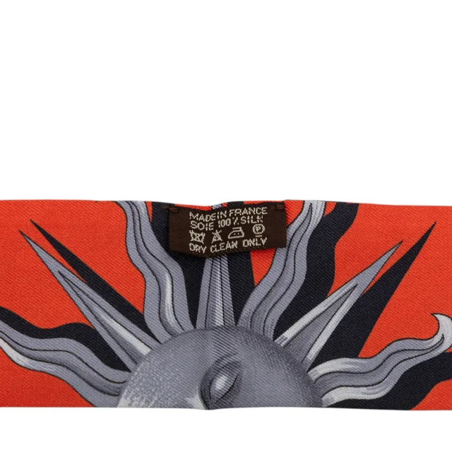 Red Hermès Astrologie Silk Twilly Scarf Scarves in Red Silk from Designer Revival, photo 2 of 2
