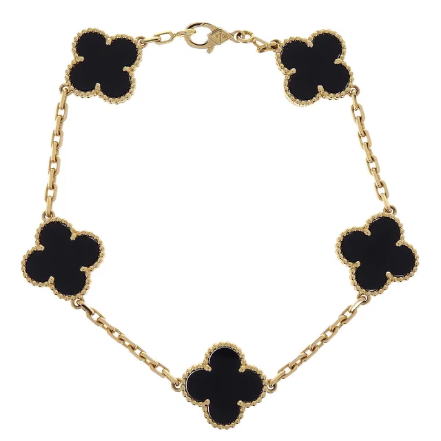 Van Cleef & Arpels Alhambra 5P Bracelet Onyx Gold Au750 Jewelry in Gold from AMORE Vintage Tokyo