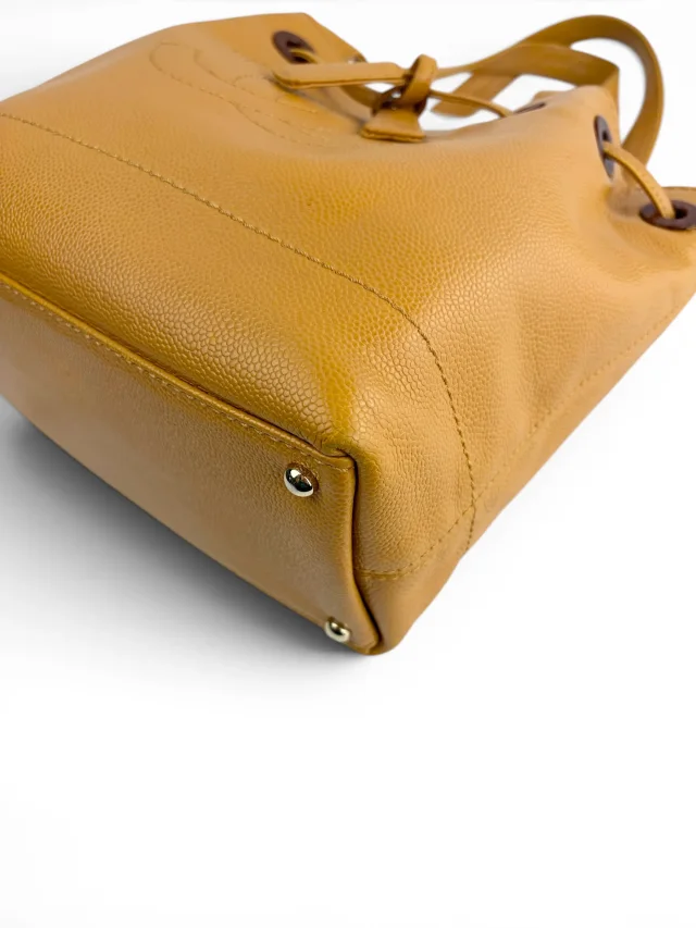 Chanel Vintage Golden Yellow Caviar Drawstring Tote in Yellow Caviar leather from Season 2 Consign, photo 2 of 2