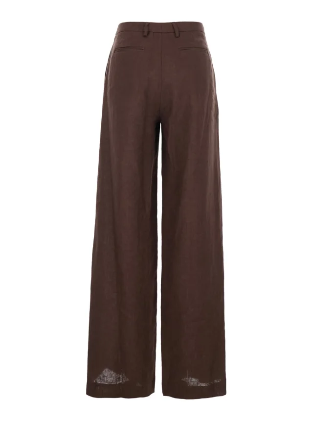 LEPLAIN Brown Wide-Leg Linen Pants for Women in Brown 100% Linen, photo 3 of 6 from Gaudenzi Boutique