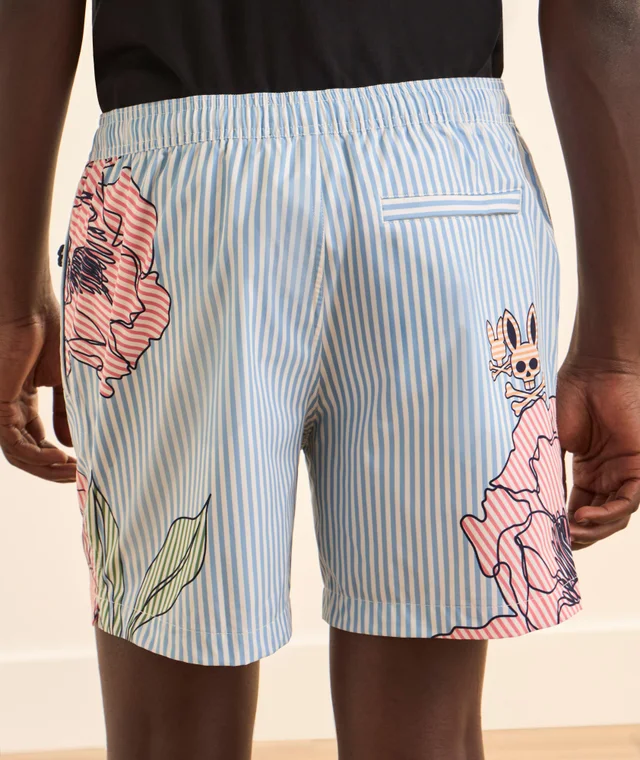Psycho Bunny Blair Striped Swim Shorts in Blue 80% polyamide, 20% elastane, photo 3 of 6 from Harry Rosen