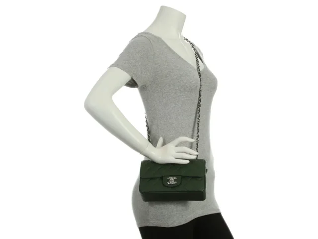 Chanel Mini Dark Green Quilted Caviar Classic in Green Caviar leather from Ann's Fabulous Finds, photo 5 of 5