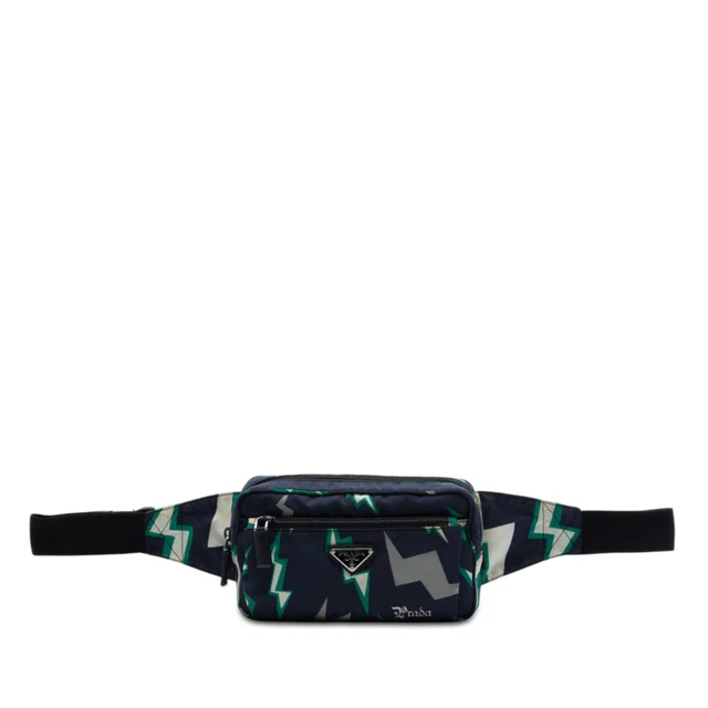 Blue Prada Universal Studios Tessuto Frankenstein Thunder Belt Bag in Blue Nylon from Designer Revival