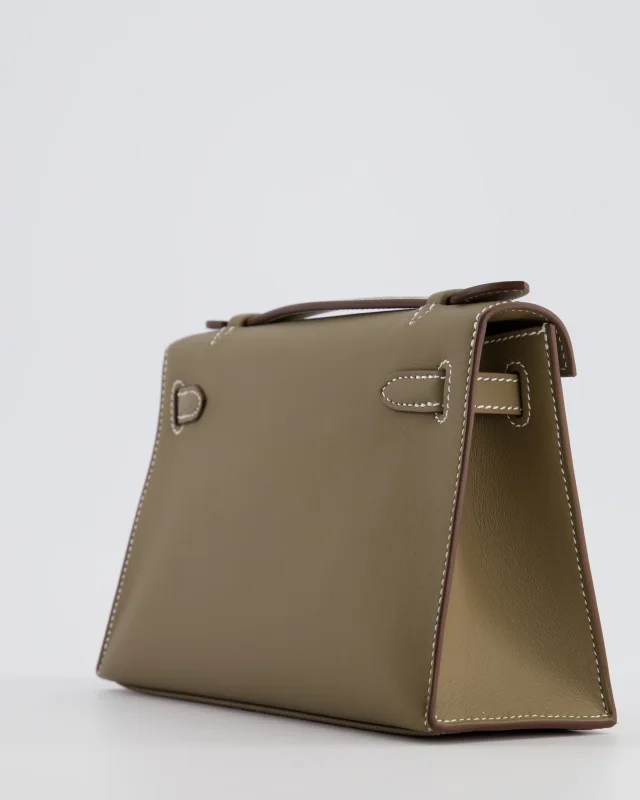 Hermès Kelly Pochette Bag in Taupe Swift leather from Sellier, photo 12 of 19