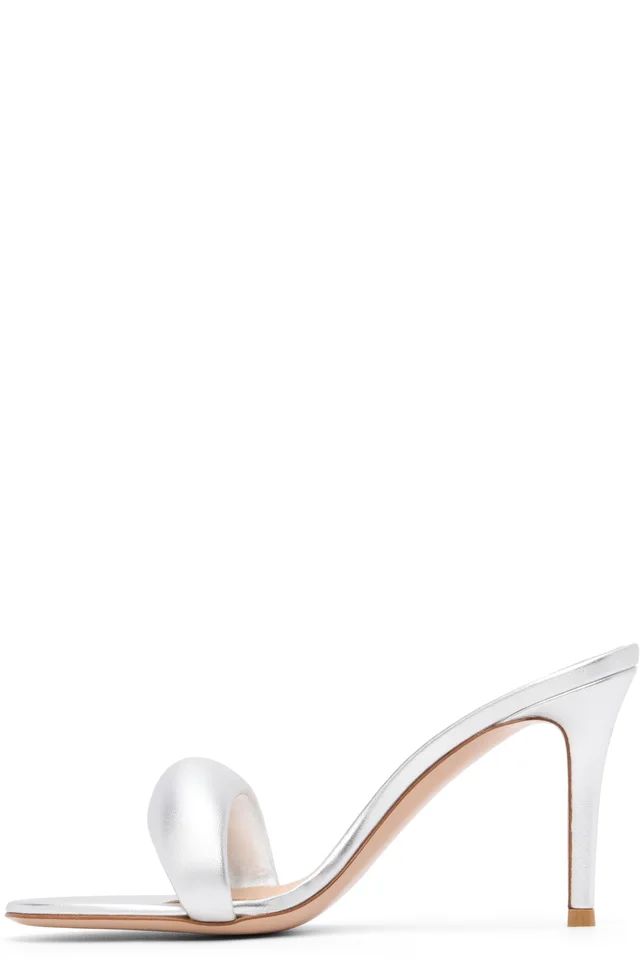 Gianvito Rossi Silver Bijoux Mule 85 Heeled Sandals, photo 3 of 5 from SSENSE