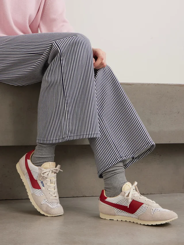 AUTRY Windspin brushed- suede, open-knit and leather sneakers in White, photo 2 of 2 from NET-A-PORTER (Canada)