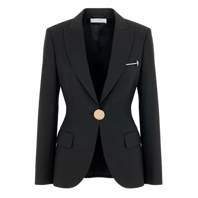Versace Elastic Stretch Logo Plate Polyester Rayon Polyurethane Tailored Jacket from The Reluxe