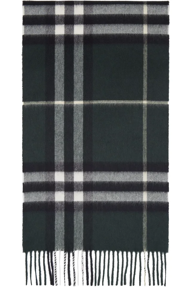 Green Check Cashmere Scarf