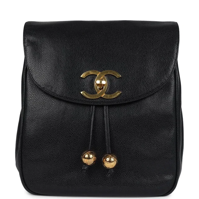 Chanel Vintage Medium CC Backpack Black Caviar Gold Hardware in Black Caviar leather from Madison Avenue Couture