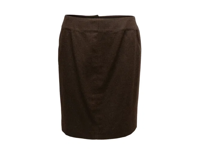 Vintage Brown Chanel Fall/Winter 1999 Cashmere Skirt Size FR 48 in Brown Cashmere from Designer Revival