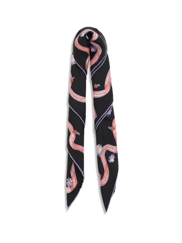 Dolce & Gabbana Fiorellini Floral Silk Scarf — Black Scarfs in Black Silk from HEWI