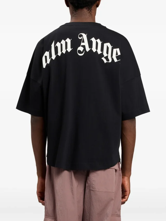 Palm Angels logo oversized T-shirt in Black, photo 5 of 6 from FARFETCH