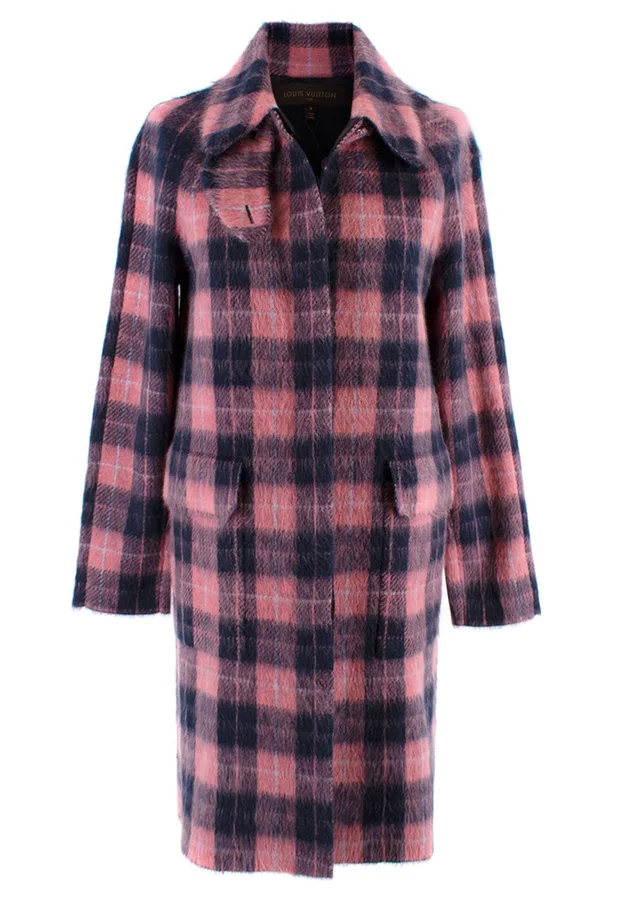 Louis Vuitton Pink & Blue Mohair Single Breasted Coat in Blue Wool from HEWI, photo 2 of 2