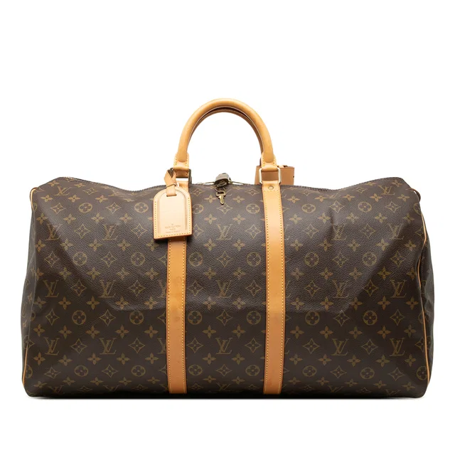 Brown Louis Vuitton Monogram Keepall 55 Travel Bag in Brown Coated canvas from Designer Revival