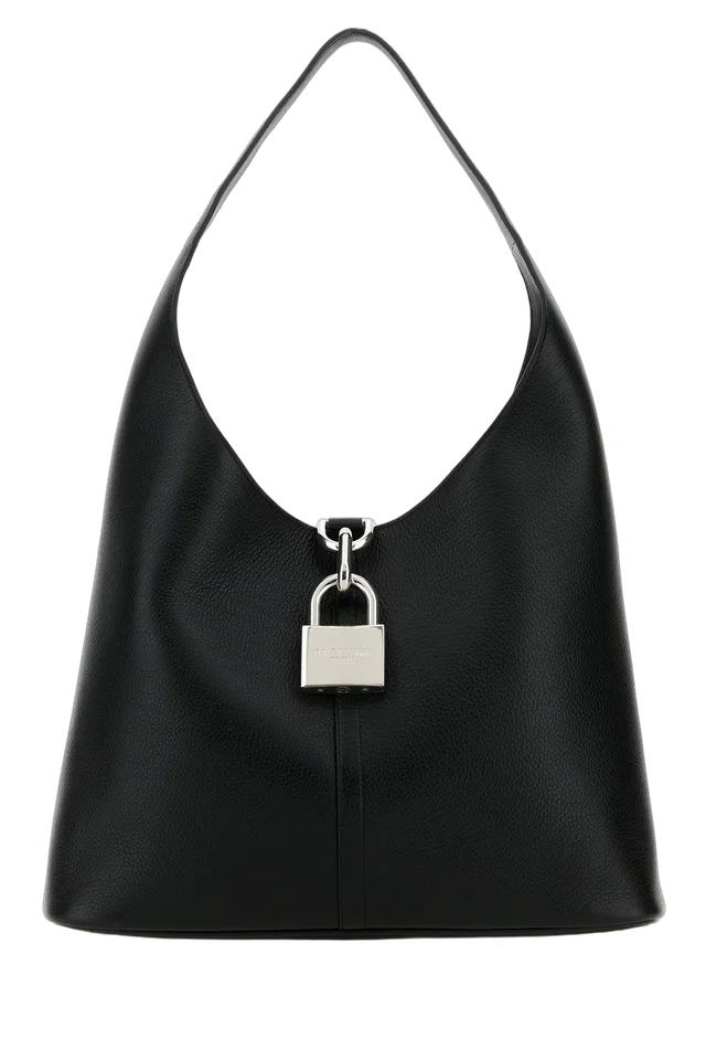 Balenciaga Lock-Detail Leather Shoulder Bag — Black T Domesticated Calf Le in Black Leather from HEWI