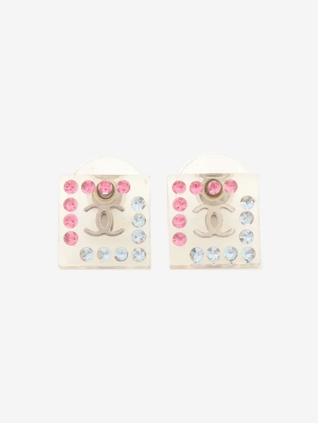 Chanel Clear lucite rhinestone square earrings in Resin from Sign of the Times