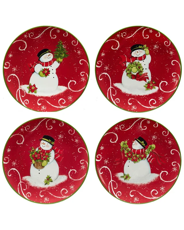 Certified International Holiday Magic Snowman Set of 4 Dessert Plates, image 1 of 1 from Rue La La