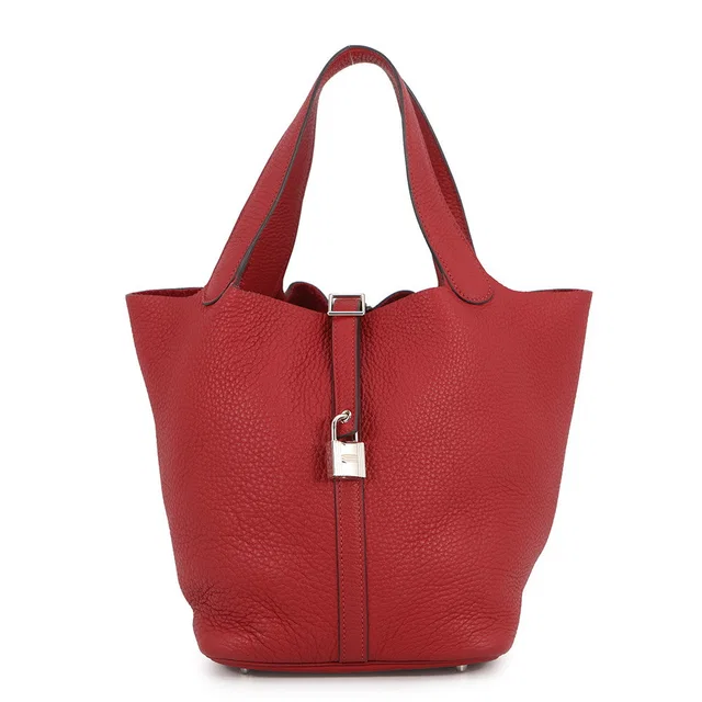 Hermès Picotin Lock Rouge Casaque Taurillon Clemence Size MM in Red Clemence leather from GALLERY RARE