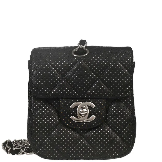 Chanel 2006-2008 Black Perforated Lambskin Shoulder Bag in Black Lambskin from AMORE Vintage Tokyo