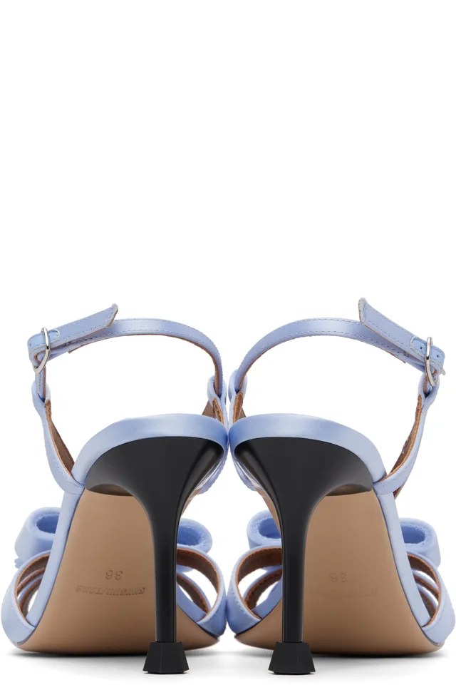 SHUSHU/TONG Blue Bow Detail Heeled Sandals, photo 2 of 5 from SSENSE
