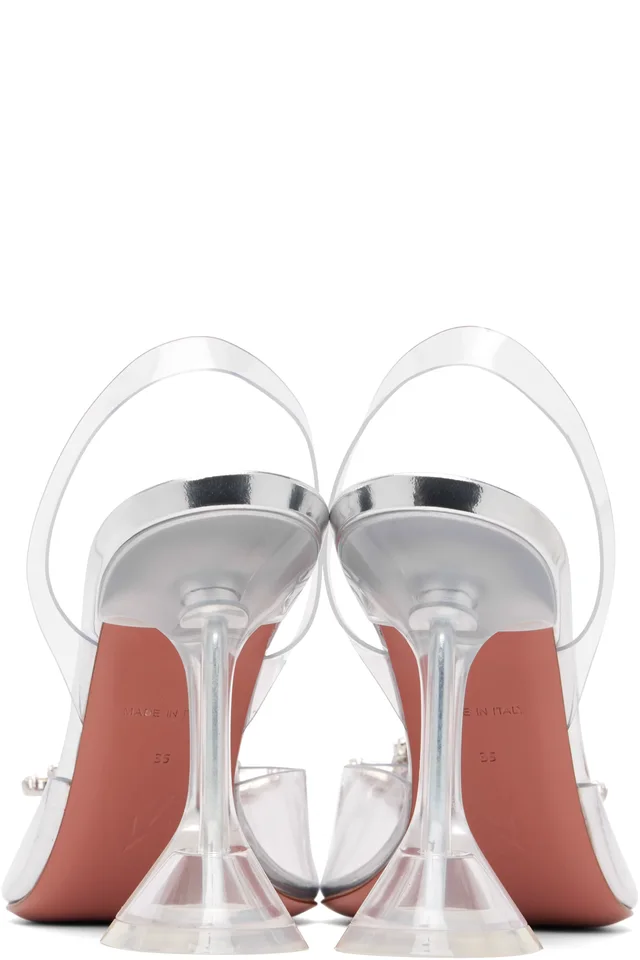 Amina Muaddi Transparent Begum Glass Sling 95 Heels, photo 2 of 5 from SSENSE