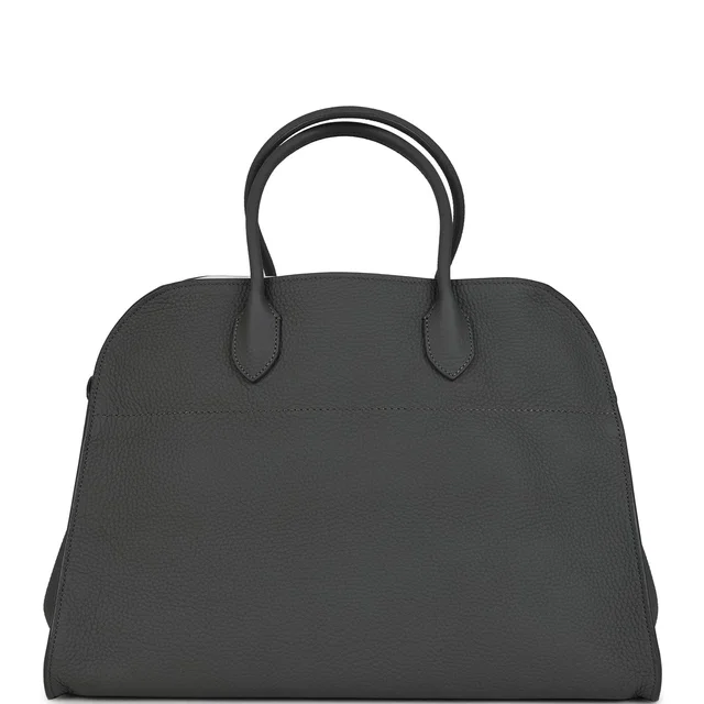 The Row Soft Margaux 15 Bag Timouse Grey Calfskin Silver Hardware in Grey Calfskin from Madison Avenue Couture