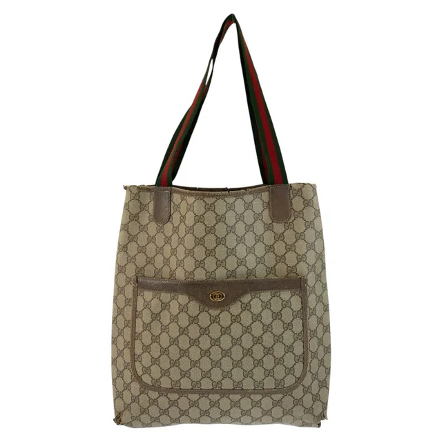 Gucci Vintage Sherry Line Beige GG Supreme Canvas 003 Tote Shoulder Bag in Beige Canvas from The Reluxe