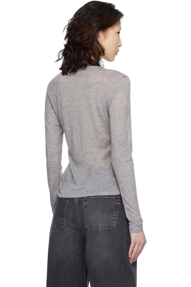 ANINE BING Gray Sylvie Long Sleeve T-shirt, photo 3 of 5 from SSENSE