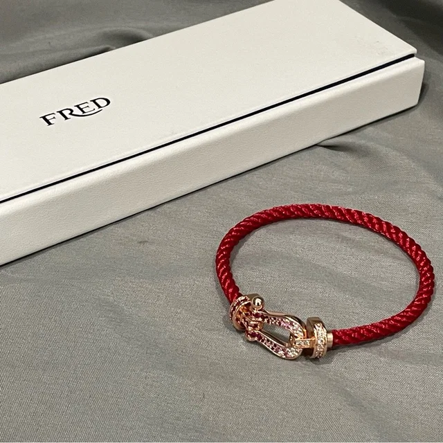 FRED Red Braided Cord Bracelet With Rosegald And Pave Accent in gold|red from Poshmark