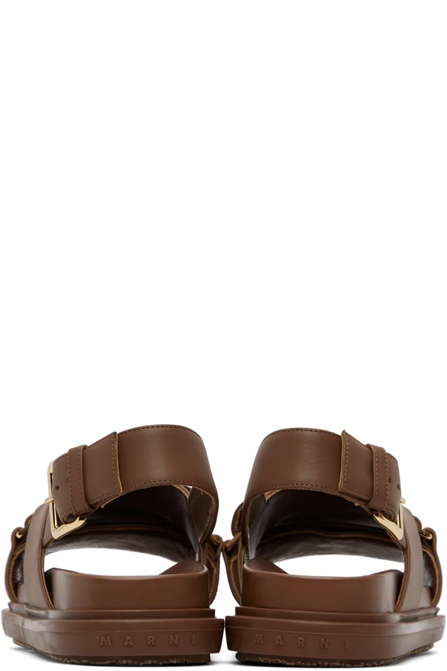 Marni Brown Leather Fussbett Sandals, photo 2 of 5 from SSENSE