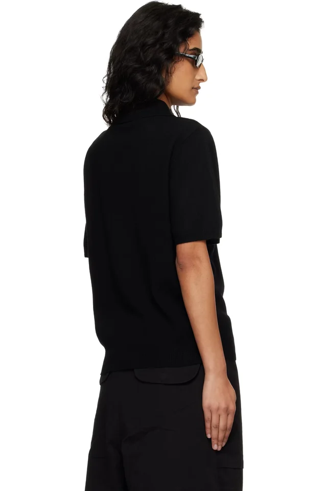 Entire Studios Black Short Sleeve Knit Polo, photo 3 of 4 from SSENSE
