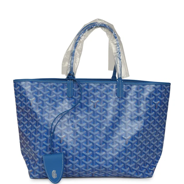 Goyard Goyardine Sky Blue Saint Louis PM Tote Bag Palladium Hardware in Blue Calfskin from Madison Avenue Couture