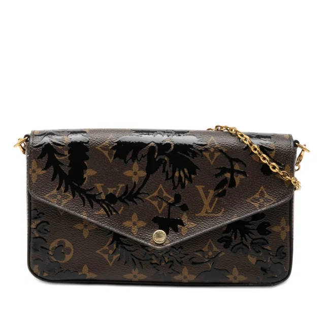 Brown Louis Vuitton Monogram Blossom Pochette Felicie Crossbody Bag in Brown Coated canvas from Designer Revival