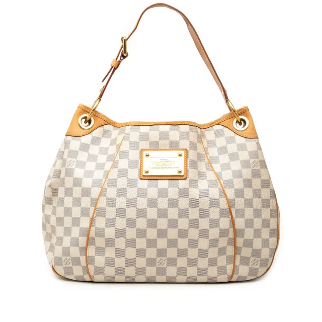White Louis Vuitton Damier Azur Galliera PM Shoulder Bag in White Canvas from Designer Revival