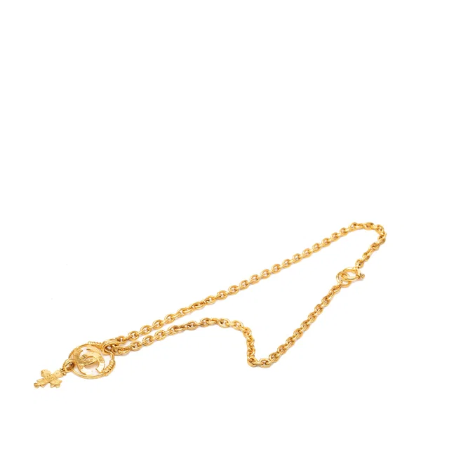 Gold Chanel CC Gold Plated Cross Pendant Necklace in Gold from Designer Revival