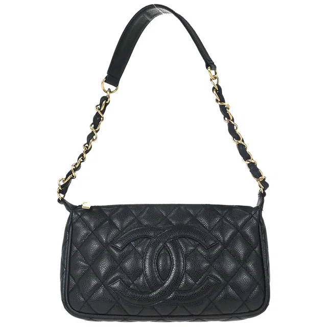 Chanel 2002−2003 Black Caviar Skin Handbag in Black Caviar leather from AMORE Vintage Tokyo