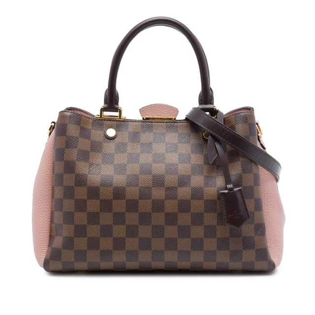 Brown Louis Vuitton Damier Ebene Brittany Satchel in Brown Canvas from Designer Revival