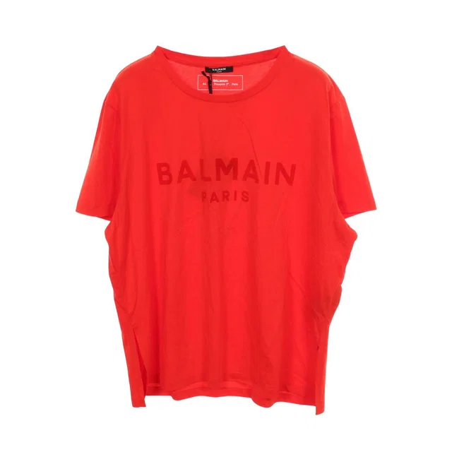 Balmain Flocked Logo Cotton T Shirt from LuxUness