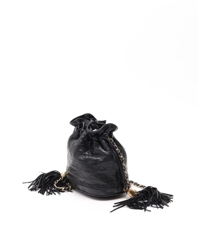 Chanel CC Tassel Bucket On Chain Bag in Leather from A Retro Tale, photo 2 of 9