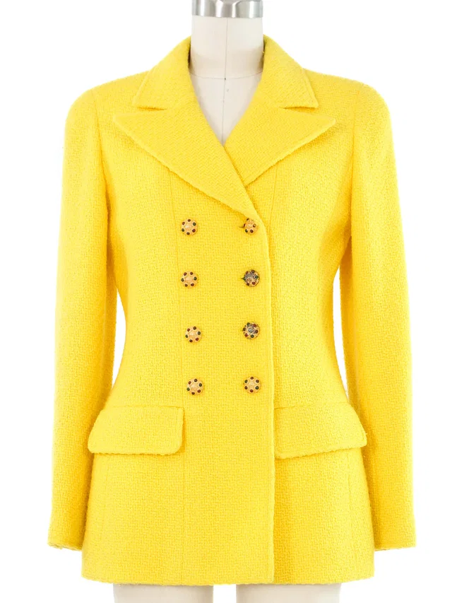 1996 Chanel Yellow Tweed Jacket in Yellow Tweed from Arcade Vintage