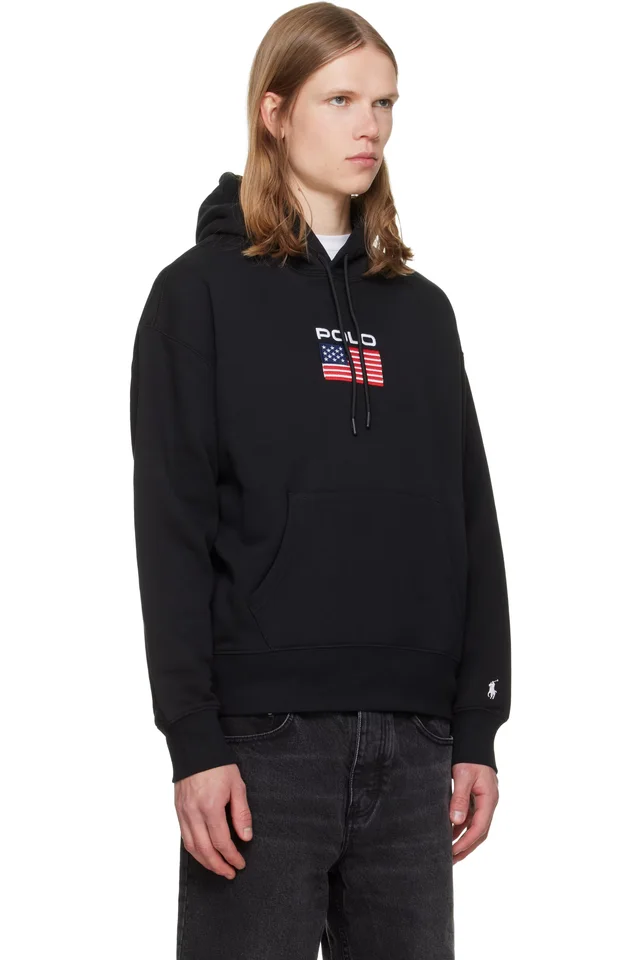 Polo Ralph Lauren Black Embroidered Logo Hoodie, photo 2 of 4 from SSENSE
